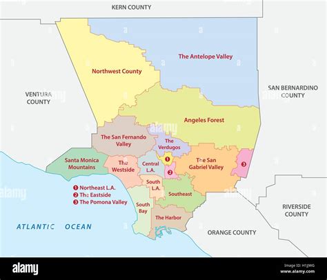 Los Angeles county regions map Stock Vector Image & Art - Alamy