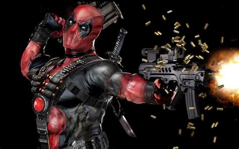 Deadpool shooting gun illustration HD wallpaper | Wallpaper Flare