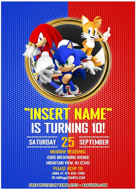 (Free Editable PDF) Sonic The Hedgehog Movie Themed Birthday Invitation Templates | Sonic ...