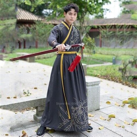 Kimono Samurai Costume Chinese Hanfu Dress Emboridery Dragon Party ...