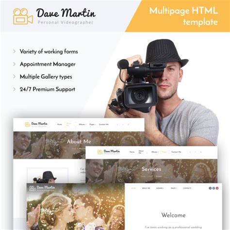 Videographer Responsive HTML5 Template in 2020 | Photography website ...