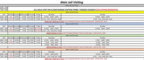 The Fresno County Sheriff-Coroner's Office - Visiting Schedule