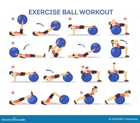 Exercise Ball Workout Set. Idea of Body Health and Training Stock ...