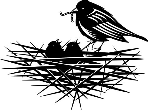 Birds Nest Clipart Black And White