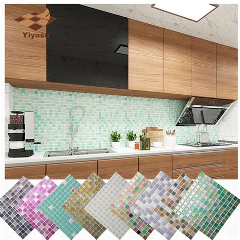 Mosaic Wall Tile Peel and Stick Self adhesive Backsplash DIY Kitchen Bathroom Home Wall Sticker ...