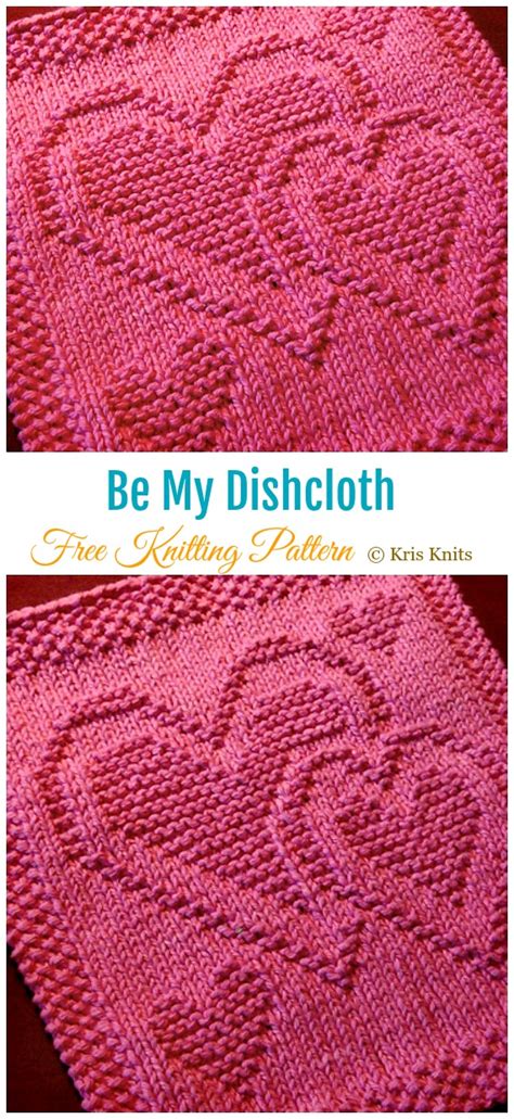 10 Valentine Heart Dish Cloth Free Knitting Patterns - Crochet & Knitting | Knitted washcloth ...