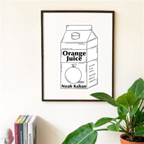 Orange Juice Noah Kahan Wall Art - Etsy