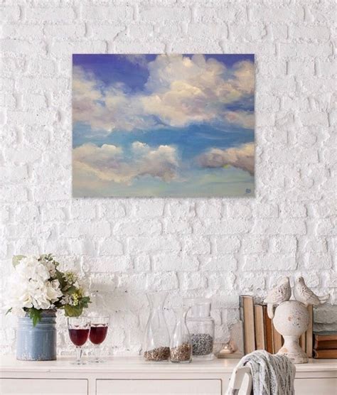 Cloud Painting Cloud Art Blue Contemporary Painting - Etsy