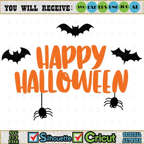 Happy Halloween SVG Cut File Vinyl Decal File for Silhouette Cameo Cricut Iron on Transfer on ...