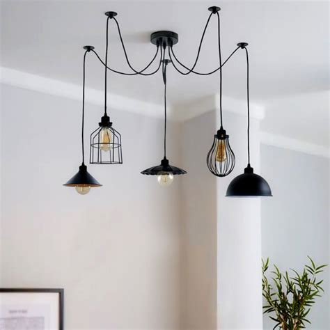 Borough Wharf 5Way Vintage Industrial Ceiling Lamp Shade Chandelier Retro Spider Pendant Light ...