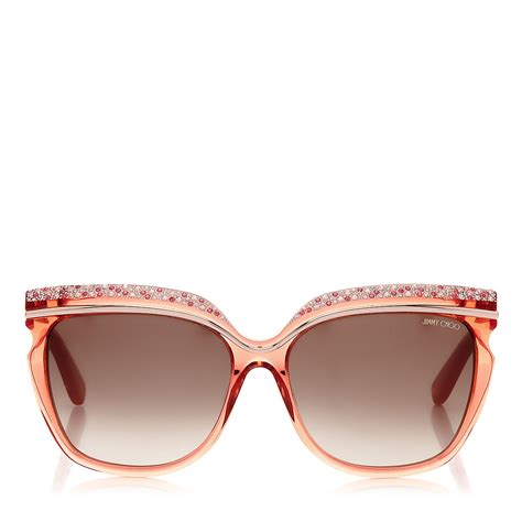 Crystal Adorned Coral Framed Sunglasses | Sophia | Spring Summer 14 | Jimmy choo sunglasses ...