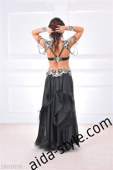 Luxury Black Belly Dance Costume With Original Top And Decorations | Aida Style