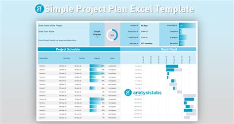 Simple Project Plan Template Excel - Analysistabs