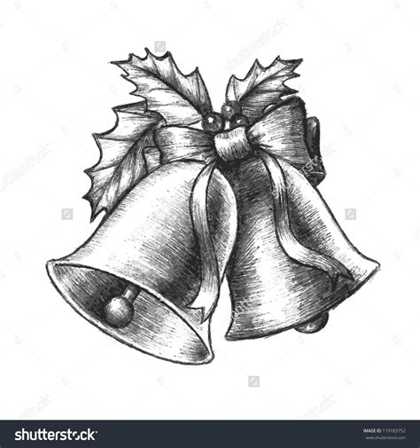 Silver Bells with Holly Sketch Art