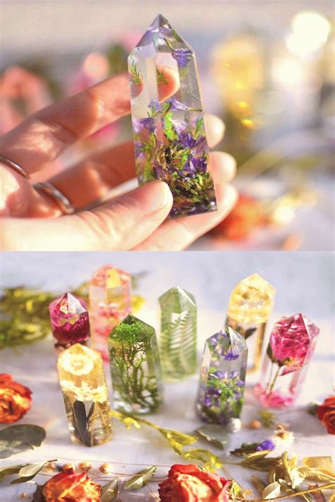 Work with resin Faux crystals w dried flowers | Diy resin crafts, Resin ...