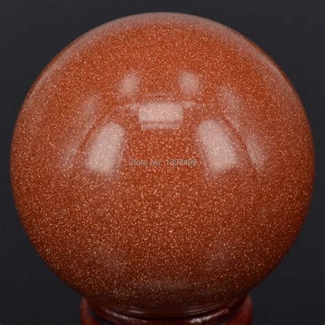 Natural Stone 50MM (2") Red Goldstone Sand Sphere Globe Ball Chakra Crystal Reiki Healing Carved ...