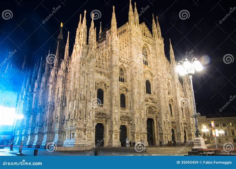 Duomo Cathedral by Night,Milan Editorial Stock Image - Image of history ...