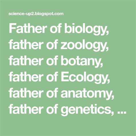 Father of biology, father of zoology, father of botany, father of Ecology, father of anatomy ...