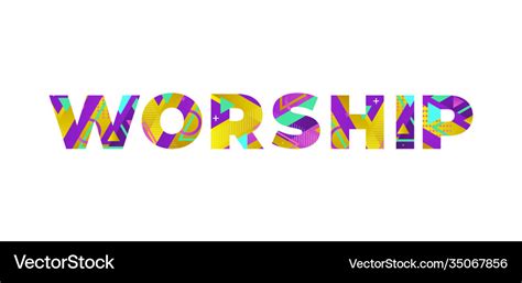 Worship concept retro colorful word art Royalty Free Vector