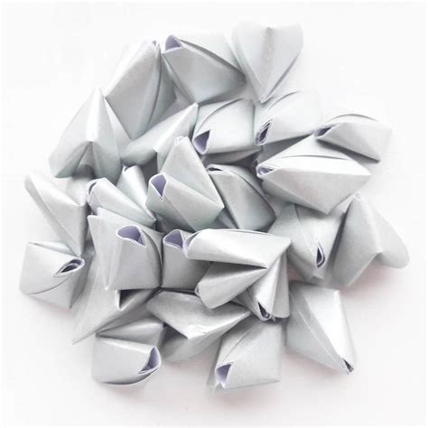 50 metallic silver origami heart love messages by bubble and mimi | notonthehighstreet.com