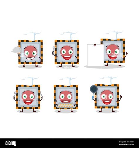 Cartoon character of among us emergency button with various chef ...