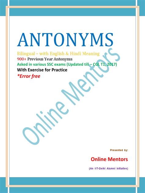 SSC Antonyms PDF | PDF | Cognitive Science | Psychology