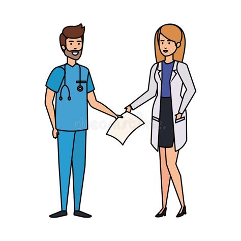 Couple of Professionals Doctor and Surgeon Characters Stock Vector - Illustration of cartoon ...