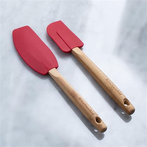 KitchenAid Classic Silicone Spatula with Bamboo - Set of 2 (Red) | Kitchen Stuff Plus