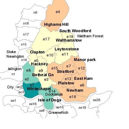 East London Map Regional City | Map of London Political Regional
