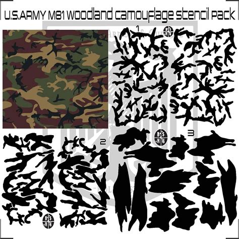 U.s.army M81 Woodland Camouflage Stencil Pattern Printed on Avery High Heat Yellow Vinyl for ...