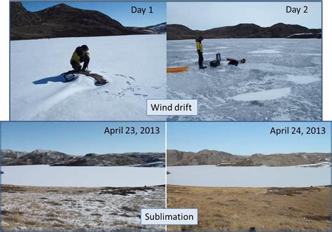 Time lapse photos showing examples of snow drift event (upper figure)... | Download Scientific ...