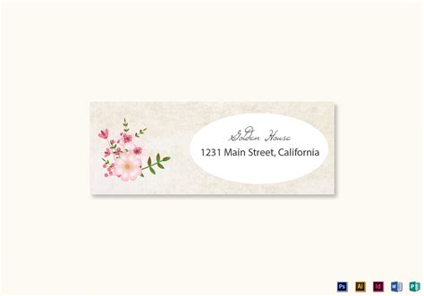 Pink Floral Wedding Address Labels Card Design Template in PSD, Word, Publisher, Illustrator ...