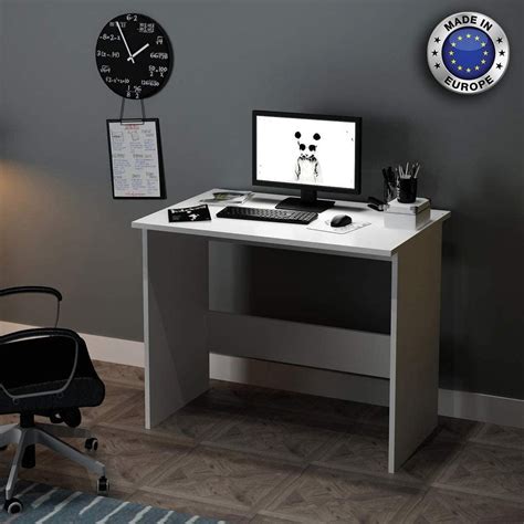 Small Desk for Small Spaces, Modern Sturdy Small Office Desk, White ...