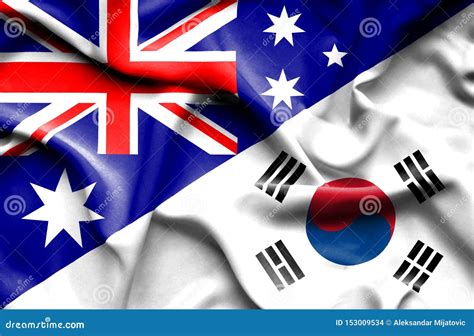 Waving Flag of South Korea and Australia Stock Illustration ...