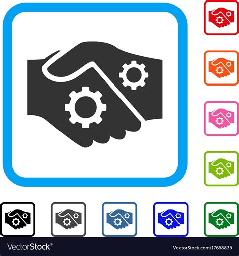 Smart contract handshake framed icon Royalty Free Vector