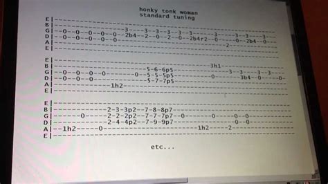 Rolling Stones honky tonk woman guitar lesson with tabs standard tuning - YouTube