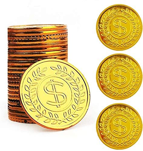 Buy Pirate Gold Coins Plastic Set of 100,Play Gold Treasure Coins for ...