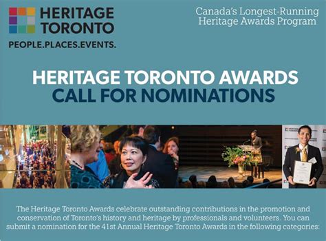 Heritage Toronto Awards call for nominations deadline this week