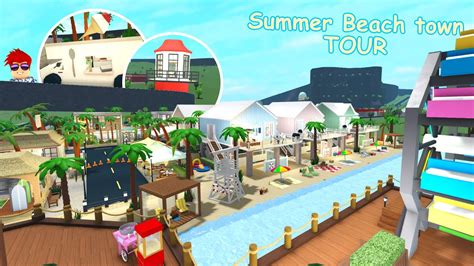 Touring my 1M Bloxburg BEACH TOWN... very sunny - YouTube