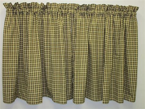 Country Primitive Homespun Tier Curtains 26 Long Green & - Etsy
