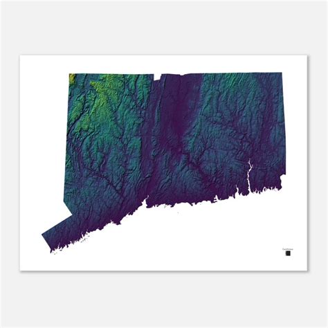 Connecticut Elevation Map Poster, Connecticut Wall Art, Connecticut ...