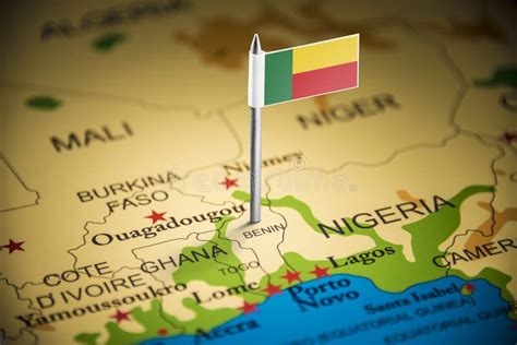 Benin Marked with a Flag on the Map Stock Image - Image of country ...