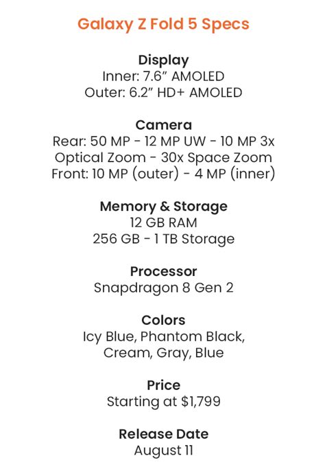 Samsung Galaxy Z Fold 5 specs - Upsie