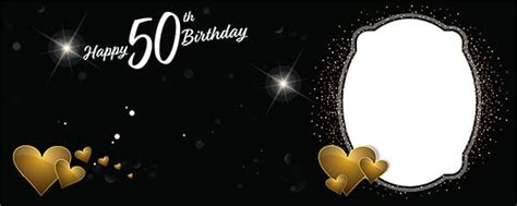 Happy 50th Birthday Milestone Dark Design Small Personalised Banner - 4ft x 2ft | Partyrama