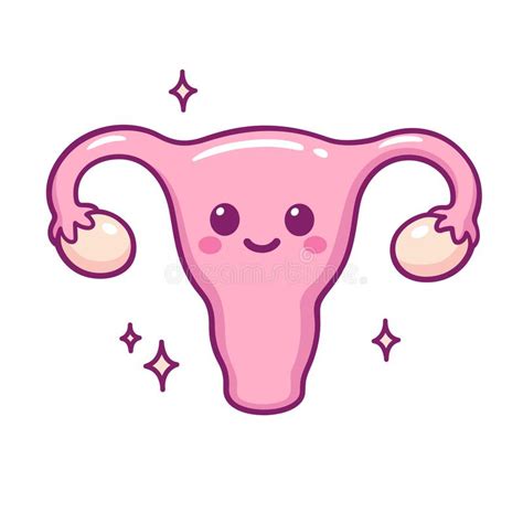 Cute cartoon uterus. Doodle with funny smiling face. Hand drawn kawaii ...