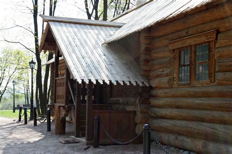 Oblique Front View Of Log Cabin Free Stock Photo - Public Domain Pictures
