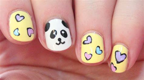 How to paint cute Panda Nail Art DIY tutorial step by step instructions ...