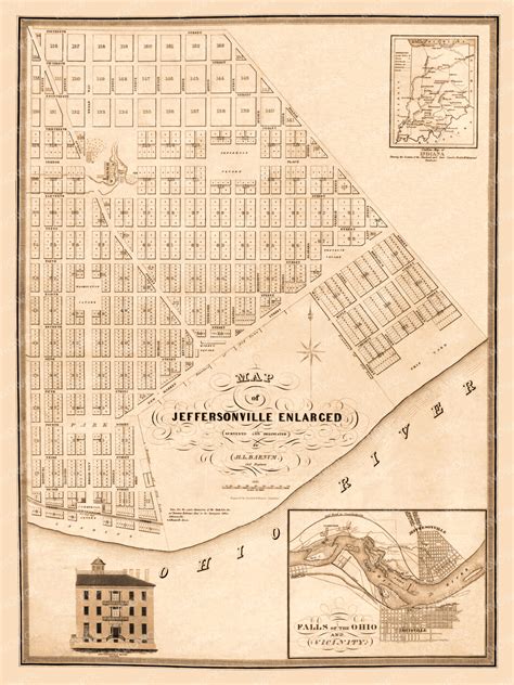 Beautifully restored map of Jeffersonville, Indiana from 1837 - KNOWOL