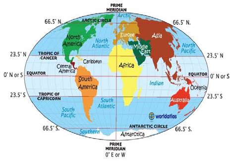 World Map With Equator And Prime Meridian