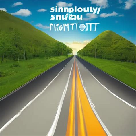 simplistic album cover of a road leading to a giant | Stable Diffusion ...